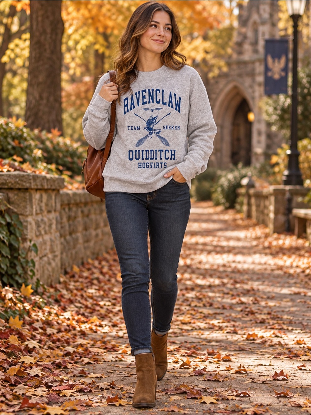 Harry Potter Ravenclaw Quidditch Team Seeker Gray Crewneck Sweatshirt Size M